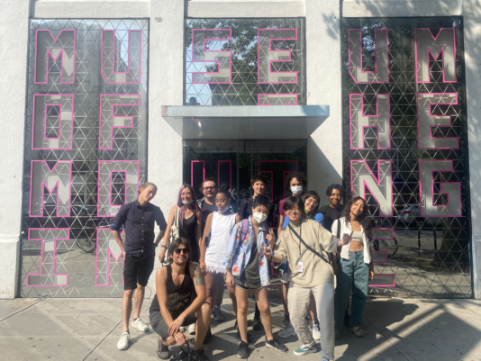 SVA students stand outside of the Museum of the Moving Image